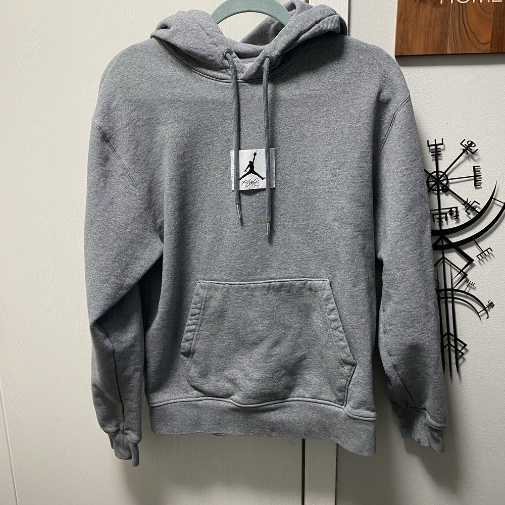 Nike Air Jordan Flight Fleece Pull Over Hoodie Gray Small - Picture 2 of 11